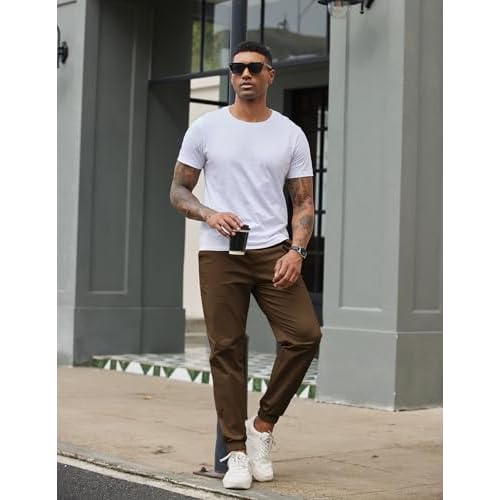 COOFANDY Mens Casual Joggers Pants Cotton Chino Cargo Sweatpants Hiking Outdoor Track Drawstring Pants