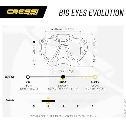 Cressi Scuba Diving Masks with Inclined Tear Drop Lenses for More Downward Visibility , Air and Eyes Evolution: Made in Italy