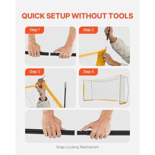 VEVOR Portable Soccer Goal, 12 x 6 ft Large Practice Soccer Net, Steel Fiberglass Structure Training Goal Set with Carry Bag, All-Weather Outdoor Use, for Backyards, Parks, School Fields