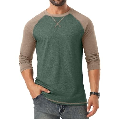 Askdeer Mens T-Shirt Long/Short Sleeve Cotton Shirts Casual Stylish Crewneck Shirts