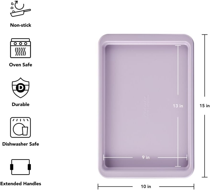 KitchenAid Nonstick Baking Sheet - 9 x 13-Inch Aluminized Steel | Dishwasher Safe, Wildflower Design