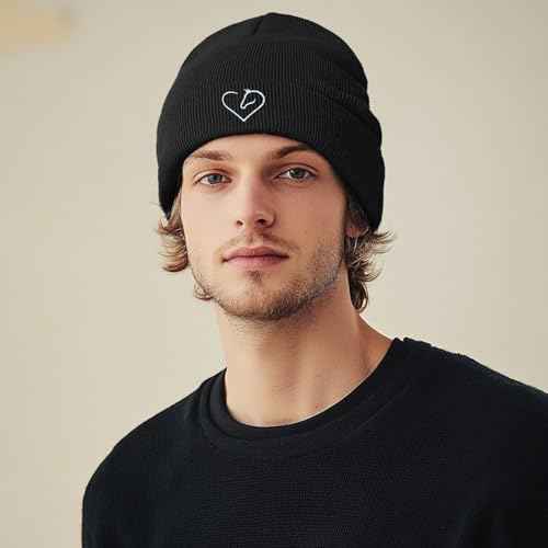 Horse Beanie Horse Gifts Embroidered Knit Hats Black Beanies for Horse Lovers Women Men