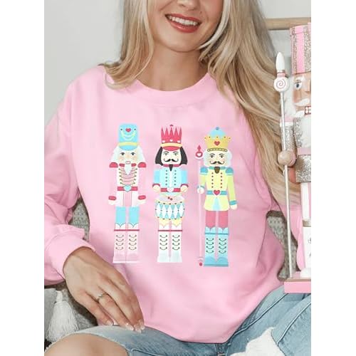 Women's Christmas Nutcracker Sweatshirt Crewneck Long Sleeve Shirt Xmas Holiday Pullover Tops