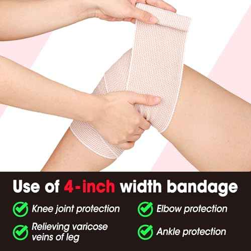 6 Pack Premium Elastic Bandage Wrap(2x2, 2x3, 2x4), Compression Bandage Wrap, Lymphedema Wraps for Legs, Ankle, Knee, Tummy