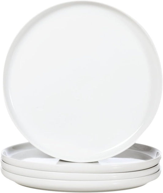 WishDeco White Dinner Plates - Set of 4 Ceramic 10.5-Inch Dining Plates | Microwave & Dishwasher Safe