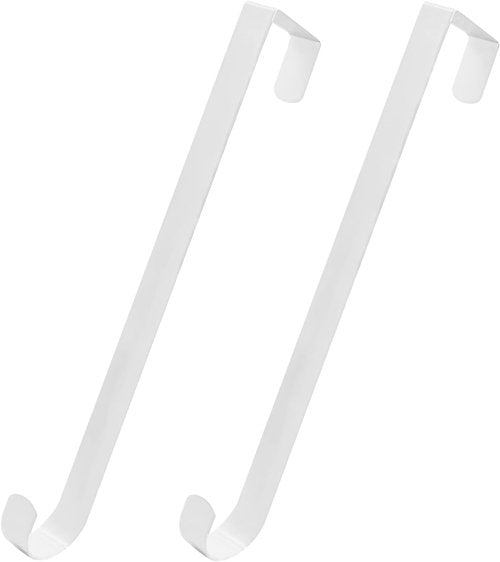 HiGift 2 Pack White Wreath Hanger for Front Door, Long Metal Over The Door Hook for Christmas and Party Wreath Making Decoration, Hanging Clothing, Towels, Wreaths, Bags, 15"