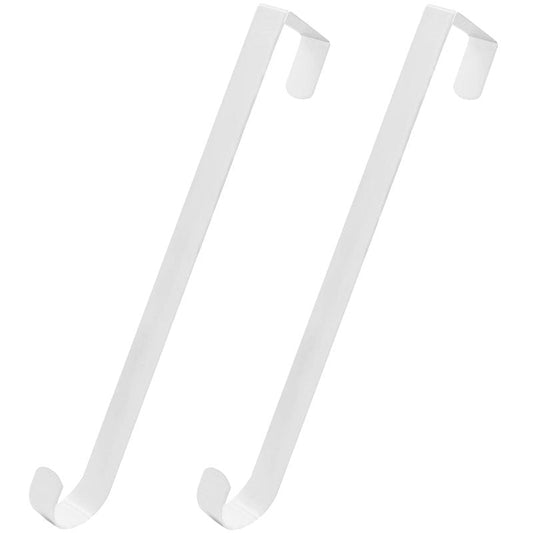HiGift 2 Pack White Wreath Hanger for Front Door, Long Metal Over The Door Hook for Christmas and Party Wreath Making Decoration, Hanging Clothing, Towels, Wreaths, Bags, 15"