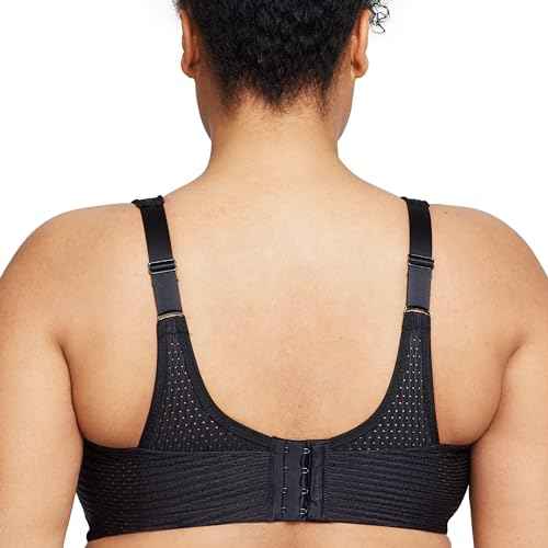 Full Figure Plus Size Custom Control Sports Bra Wirefree #1166 Solid Black 34DD