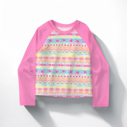 Tommy Bahama Girls 2-Piece Swimsuit Set, Long-Sleeved Rash Guard and Bikini Bottoms, Quick-Drying Swimwear for Kids