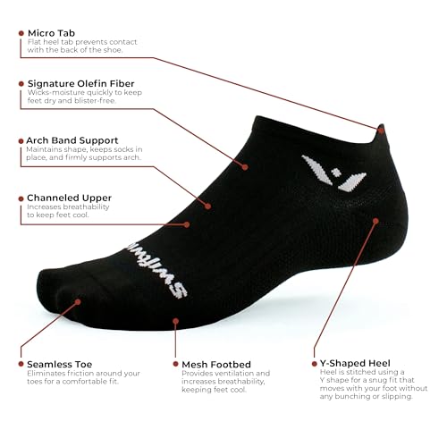 Swiftwick- ASPIRE No Show (Zero Cuff) Running & Cycling Socks