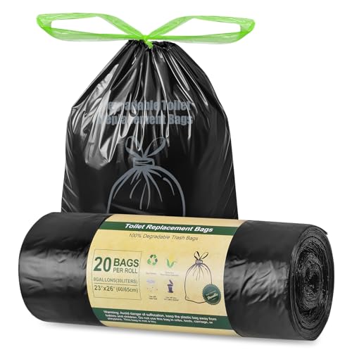 BLIKA Camping Toilet Bags Eco Absorbent Gel Set, Drawstring Portable Toilet Bags with Gel, 8 Gallon (30L) Heavy Duty 1.97 Mil, Toilet Replacement Bag with Toilet Powder for Camping Outdoor Hiking
