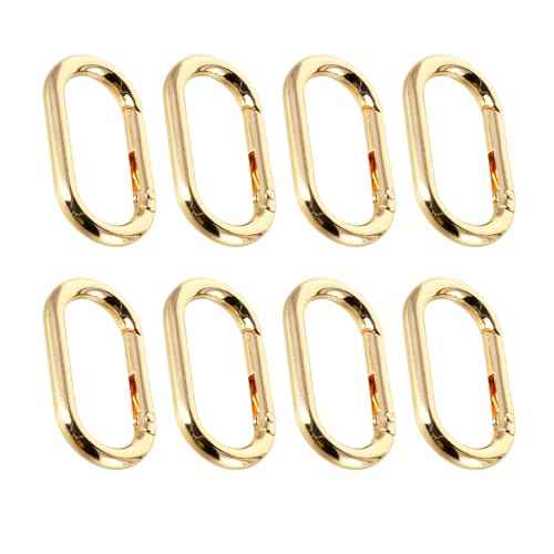 8 Pcs Gold Keychain Clip Screw Carabiner O-Type Screw Lock Keychain, Brass Carabiner Unisex, Suitable for Car Keys, Handbags, Wallets (Gold)