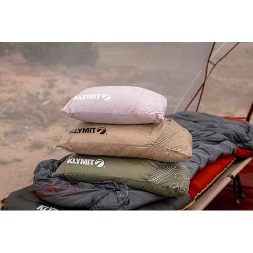 Klymit Drift Camping Pillow, Shredded Memory Foam Travel Pillow with Reversible Cover for Outdoor Use, Green, Large