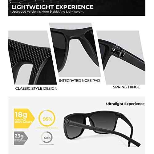 KALIYADI Polarized Sunglasses for Men, Lightweight Sun Glasses with UV Protection for Driving Fishing Golf