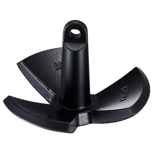 VEVOR River Anchor, 30 LBS Boat Anchor Cast Iron Black Vinyl Coated, Marine Grade Mushroom Anchor for Boats Up to 30 ft, Impressive Holding Power in River and Mud Bottom Lakes (30 lb)