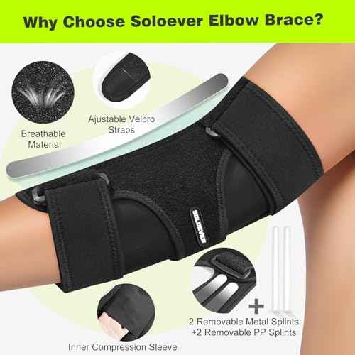 Cubital Tunnel Elbow Brace for Women&Men, Tennis Elbow Brace with Compression Sleeve Immobilizer, Comfortable Night Elbow Support, Elbow Splint for Tendonitis, Ulnar Nerve Entrapment, Sleeping