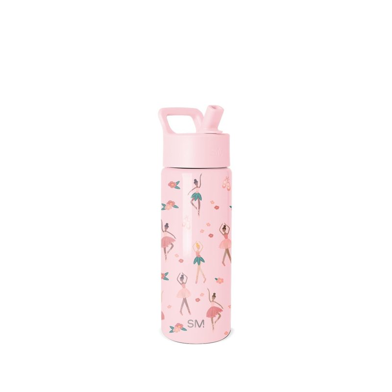 Simple Modern Kids Summit Water Bottle with Straw Lid | 18oz Stainless Steel Cup Insulated Tumbler for Toddlers, School | Pink Ballerina