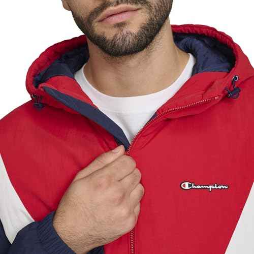 Champion mens Color Block Lined Windbreaker With Hood