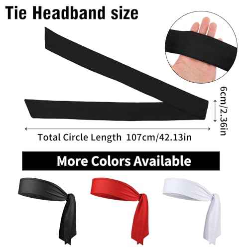 Headband Sports Sweatband, Mabor 3 Pack Adjustable Ninja Headband Karate Tie Back Sweat Wicking Head Band Head Ties for Men Women for Workout Basketball, Running, Tennis, Athletics