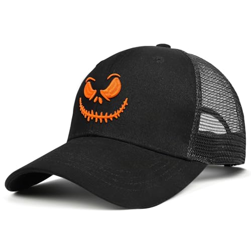 Halloween Hat, Baseball Cap for Men Women,Black Trucker Hats Adjustable