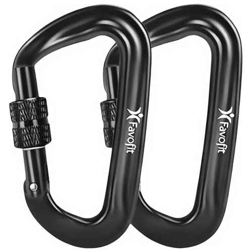 Heavy Duty Locking Carabiner Clips - Favofit 12KN (2697 lbs) Clips 3.2'' Small D Ring for Camping Hammock Hiking Dog Leashes Keychains - Perfect for Outdoor Enthusiasts
