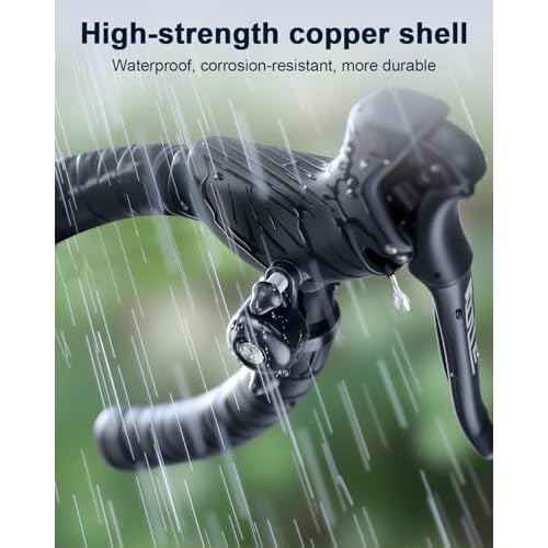 Bike Bells for Adults Max 100dB, Portable Copper Case Bicycle Bell Fits 22.2-31.8mm Road Bike Handlebars, Loud Crisp Clear Sound Bike Horn for Adults, Waterproof & Durable