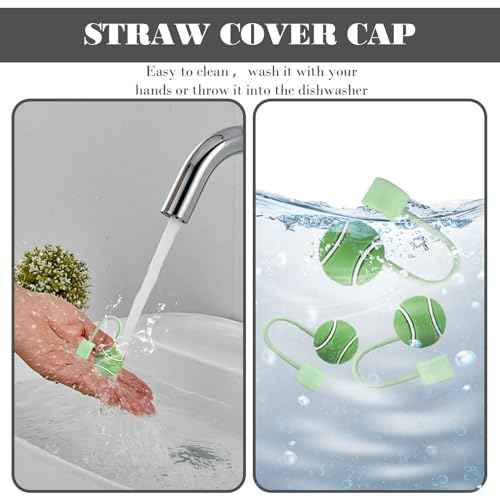 3PCS Straw Cover for Stanley Cup 30&40 Oz 10mm Silicone Straw Topper Protector Lid with 1PCS 3D Personalized Tennisball Charm Stanley Tumblers Accessories (3pcs Tennisball +1pcs Tennisball Charm)