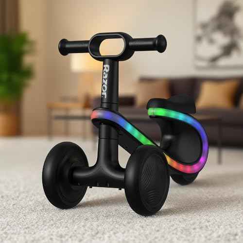 Razor Lightwave Baby & Toddler Balance Bike ? 3 Wheel Seated Scooter for Ages 12?30 Months, Balance Bike 1 Year Old, Baby¡¯s First Bike with Multicolor LED Lights, Tool-Free Assembly