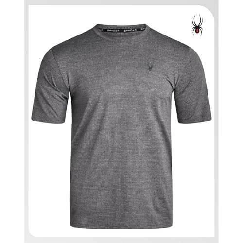 Spyder Mens Athletic Shirts - Moisture Wicking Short Sleeve Crewneck Workout Shirts for Men - Relaxed Fit Mens Shirts for Gym