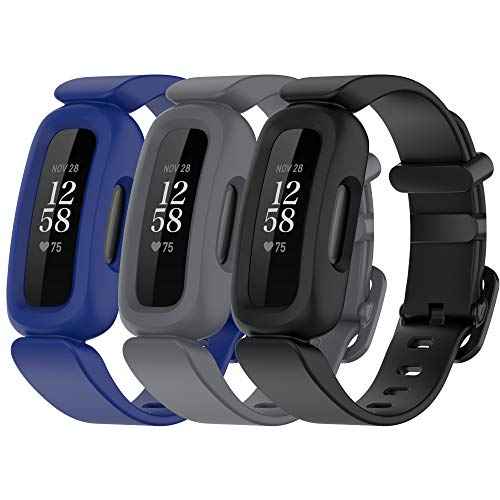 FitTurn Compatible with Fitbit Ace 3 Bands Kids Replacement Silicone Colorful Rubber Adjustable Sport Bands Accessories for Ace 3 Activity Tracker for Kids 6+