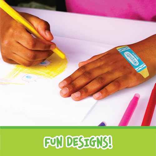 Crayola Shaped Neon Antibacterial Bandages for Kids, 100 CT - Adhesive Bandages for Minor Cuts, Scrapes, & Burns. Great Stocking Stuffer or White Elephant Gift