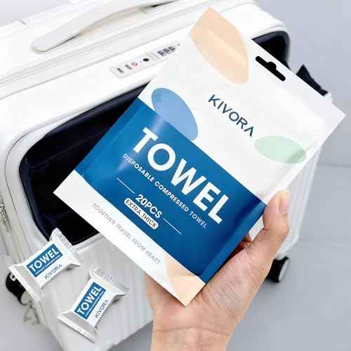 KIVORA Thick Compressed Towel Tablets 20 Pack ? Disposable Face Towels & Washcloths for Travel, Extra Absorbent Cotton Towels for Camping, Outdoor, or Emergency Use