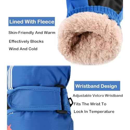 Kids Winter Snow Ski Gloves - Boys Girls Warm Breathable Waterproof Gloves for Outdoor Sports 5-10Y