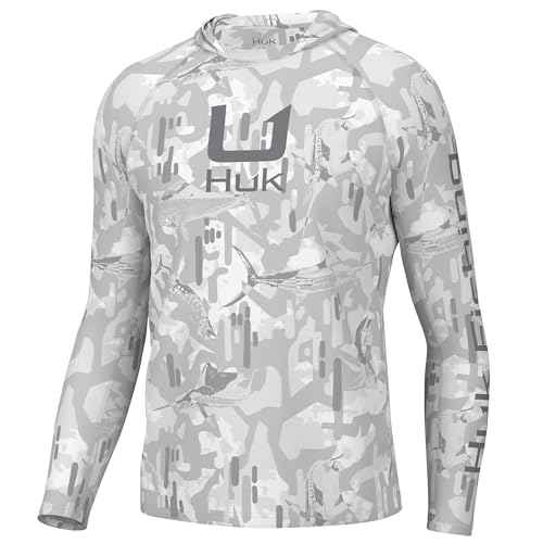 HUK Men's Kc Scott Patterned Pursuit Hoodie, Hooded Fishing Shirt