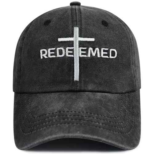 Cross Jesus Hats for Men Women, Adjustable Cotton Embroidered Christian Redeemed Baseball Cap