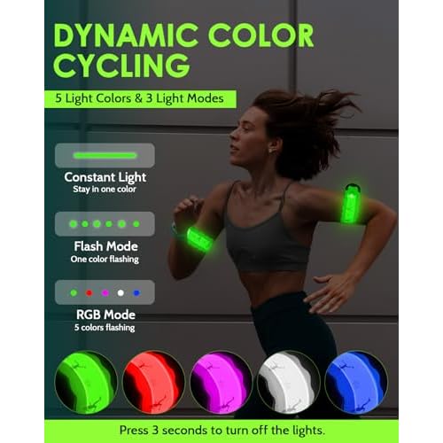 2025 New-Shaped Rechargeable LED Armband 2-Pack, High Visibility Reflective Running Gear for Night Safety, 5 Colors & 3 Modes Light Up Armbands for Night Walking, Cycling, Gift for Women Men