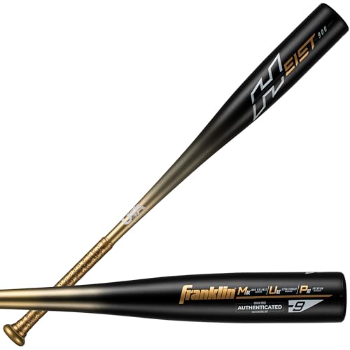 Franklin Sports Youth Baseball Bat - Heist Kids Baseball Bats for Ages 8-12 - 2 5/8" Inch Big Barrel Kids Metal Bat - Youth Drop -9 + -10 Aluminum Bats - USA Baseball - 26" to 30" Bats