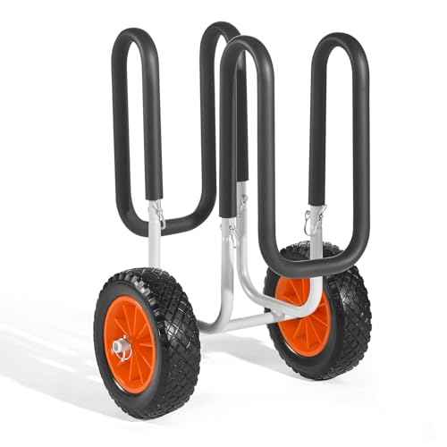 VEVOR Stand Up Board Cart, 150 lbs Surfboard Transport Cart, with 10-inch Solid Rubber Tires & Kickstands & Ratchet Strap for 2 Stand Up Paddle Boards & Surfboards