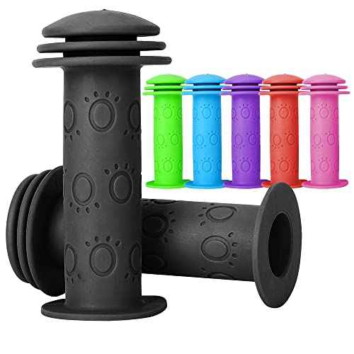 Kids Bike Grips - 105mm Bicycle Handlebar Grips with Mushroom Pattern for Bikes, Balance Bikes,Kick Scooters