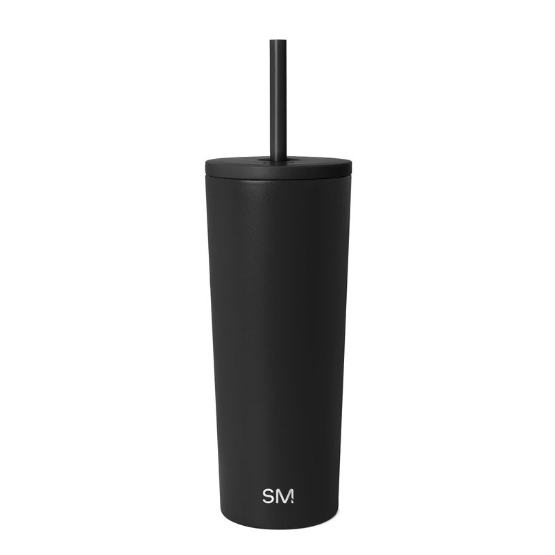 Simple Modern Classic Tumbler with Straw Lid | Insulated Iced Coffee Cup Reusable Stainless Steel Water Bottle Travel Mug | Gifts for Women Men Her Him | 24oz | Midnight Black