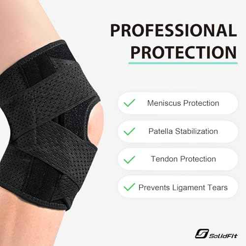 Knee Brace with Side Stabilizers for Meniscus Tear, Adjustable Knee Wrap for Pain Relief, Breathable Compression Knee Support for Knee Pain, ACL, MCL, Arthritis, Sports, Women&Men (Black, Large)