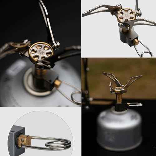 Outdoor Gas Stove Camping Burner Portable Mini Folding Stove Gas Heater Survival Furnace Foldable Furance Head for Picnic Cooker 49g Maximum firepower of BRS-3000T Stove