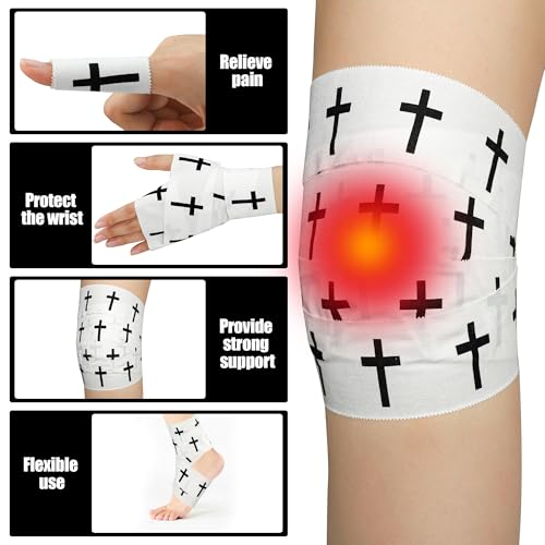 4 Pcs Christian Athletic Tapes Religious Sport Tape with Cross White Black Bible Verse Wrist Tapes Cross Athletic Wrist Tape for Sports Gymnastics Tennis Boxing Athlete First Aid Injury Wrap, 2inx23ft