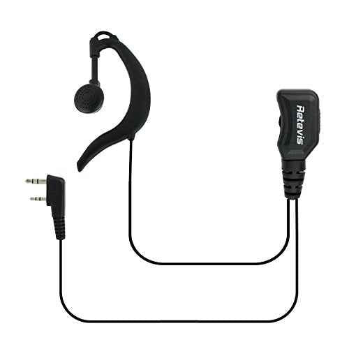 Retevis Walkie Talkie Earpiece with Mic,Volume Adjust,G Shape, for RT22 RT68 RT21 H-777 H-777S RT86,Compatible with Baofeng UV-5R 888S pxton Kenwood Two Way Radios,2 Way Radio Earpiece 2 Pin(10 Pack)