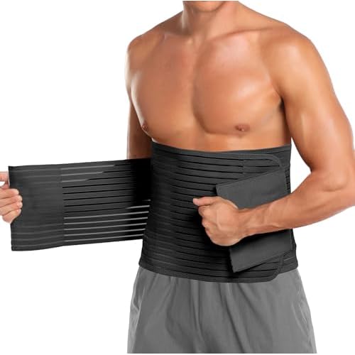 Abdominal Binder for Men & Women ? Post Surgery Belly Band Adjustable Compression Wrap Belly Binder Abdomen Hernia Support Belt (L)