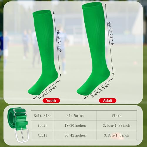 Dxhycc Baseball Socks and Belt Combo Set Adjustable Softball Baseball Socks and Elastic Waist Belt for Youth Adult
