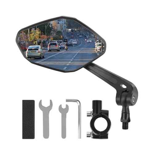 Bike Mirror Handlebar Mount, HD Wide Rear View Bicycle Mirrors for Handlebars with Scratch Resistant Glass, 360¡ÆAdjustable Bike Rear View Mirror for Scooter, Motorcycle, Bikes (HD Lens: Left)