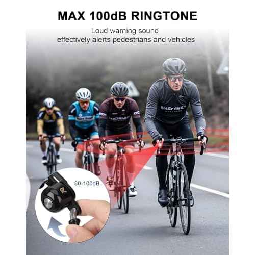 Bike Bells for Adults Max 100dB, Portable Copper Case Bicycle Bell Fits 22.2-31.8mm Road Bike Handlebars, Loud Crisp Clear Sound Bike Horn for Adults, Waterproof & Durable