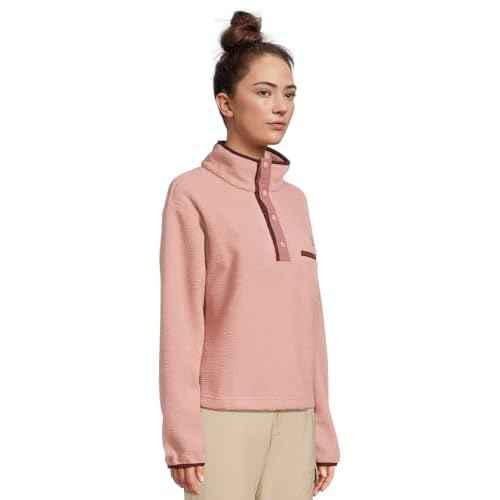 Columbia, Womens, Helvetia¢â II Cropped Half Snap Fleece, Eraser Pink/Fig/Rich Wine, Large