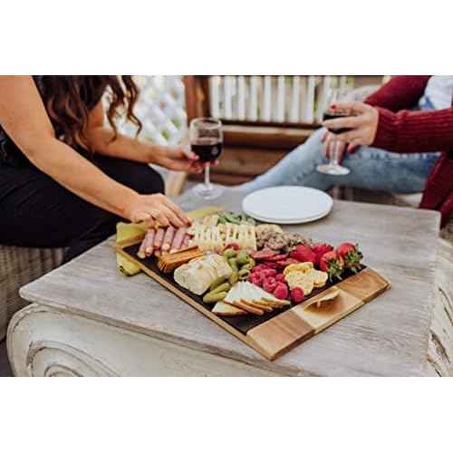 PICNIC TIME NCAA Unisex-Adult NCAA Covina Acacia and Slate Serving Tray, Charcuterie Board Set